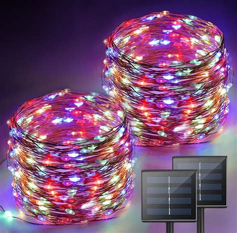 2 pack solar string lights|SANJICHA Solar Outdoor String Lights, 2 Pack Extra.